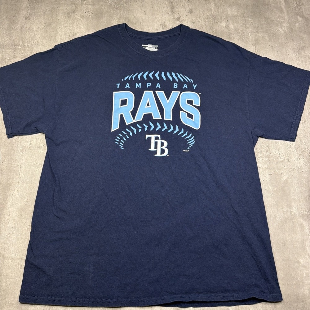 MLB Genuine Merchandise Tampa Bay Rays MLB Crew Neck Shirt Blue Cotton Size XL